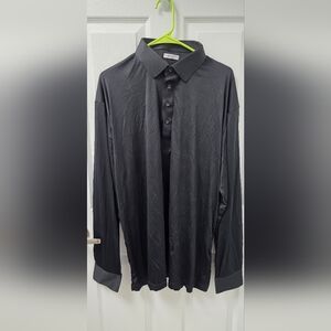 Collars and Co XL Long Sleeve Black Dress Collar Shirt New NWT Half Button